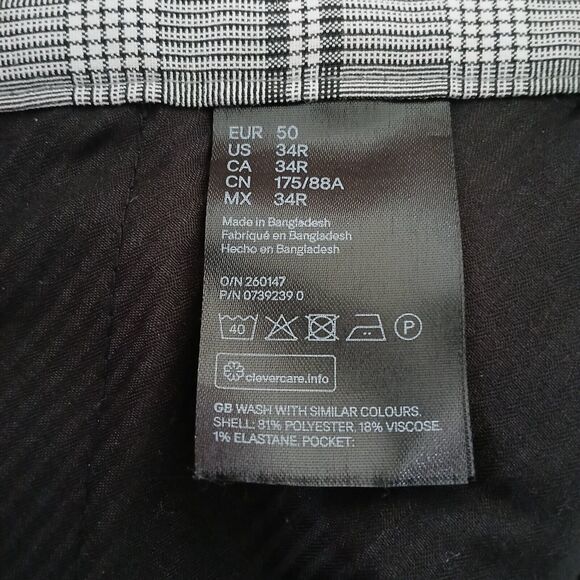 H&M Plaid Dress Trousers Pants Women's 34R Pockets Zip Up Career Office Church - Picture 10 of 13